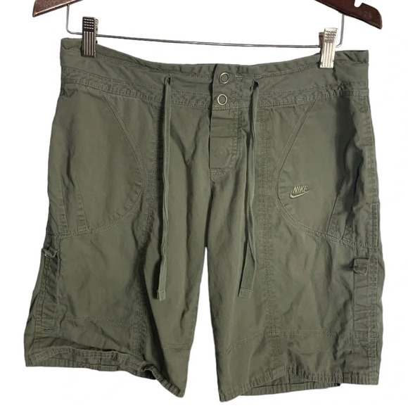Nike Y2K Women’s Bermuda Cargo Shorts Convertible Green Size Small  100% Cotton - Picture 1 of 13